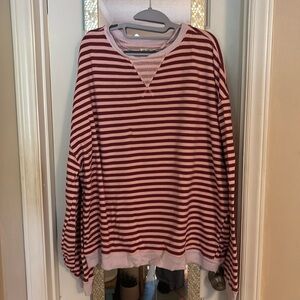 Free People Classic Striped Oversized Crewneck, NW